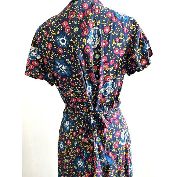 Y2K boho Maxi wrap Dress Floral indie festival Prairie Fairy Cottagecore s - Picture 3 of 16